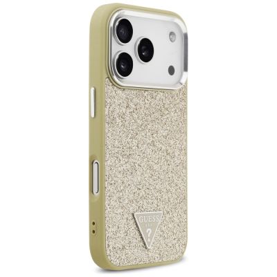 4. Guess Glitter Triangle Logo MagSafe Case for iPhone 17 Pro - Gold