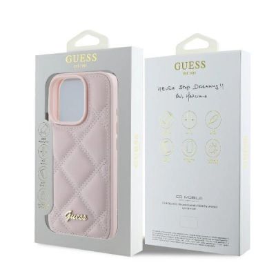 8. Guess Quilted Metal Logo iPhone 16 Pro Case - Pink