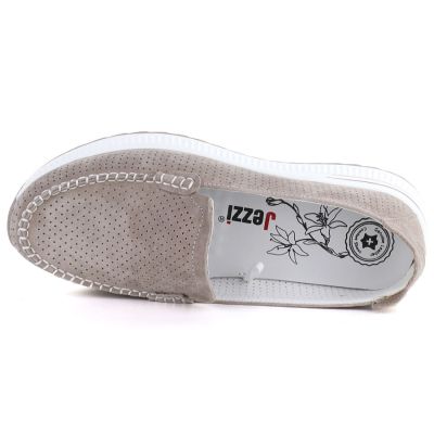 3. Leather moccasins with a thick sole, openwork, fango Jezzi 9793