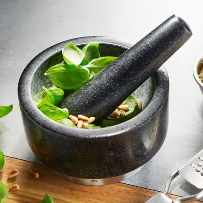 2. GEFU 35300 Mortar and Pestle Black, Stainless Steel Granite, Stainless Steel
