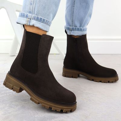 6. Women's Chocolate Brown Leather Chelsea Boots Sergio Leone TR25733-S