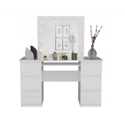 3. KUBA DESK SET, MATTE WHITE + MARINA MIRROR