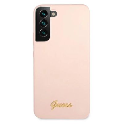 3. Guess GUHCS22MLSLMGPP S22+ S906 pink/pink hardcase Silicone Script Metal Logo