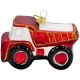 2. MICA GLASS CHRISTMAS TREE ORNAMENT IN THE SHAPE OF A DUMP TRUCK