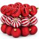 2. Safe Decorative Plastic Baubles, 27 Pieces, 6 cm, Red and White, MICA
