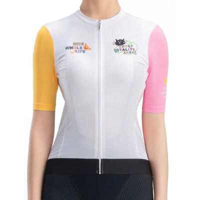 3. Rockbros 15210005003 S Women's Cycling Jersey with Print - White