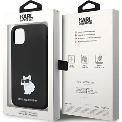 8. Karl Lagerfeld KLHCN61SMHCNPK case for iPhone 11 / Xr - black Silicone C Metal Pin
