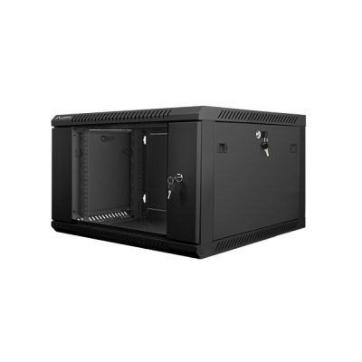 2. Lanberg WF01-6606-10B single-section cabinet (6U; 368mm / 600mm / 600 mm; wall-mounted; Glass; 19''; black)