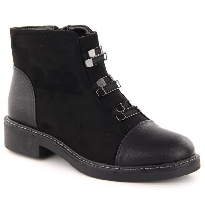 18. Women’s Black Suede-Look Ankle Boots with Warm Lining M.Daszyński SA252-4