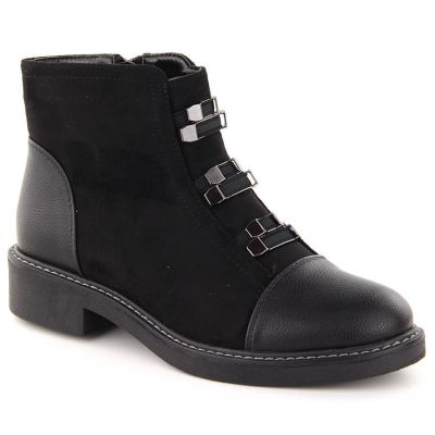 4. Women’s Black Suede-Look Ankle Boots with Warm Lining M.Daszyński SA252-4