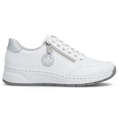 4. Women's leather shoes, sneakers, white Rieker N6508-80