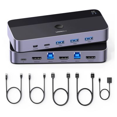 4. Ugreen CM664 HDMI switch 2in1 KVM switch - black