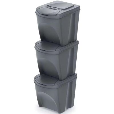 4. GARBAGE BINS 25 L SORTIBOX SET 3 PCS GREY STONE