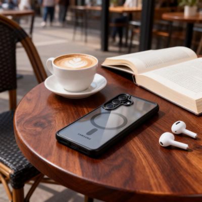 6. Tech-Protect Magmat MagSafe Case for Samsung Galaxy S26 - Transparent Black