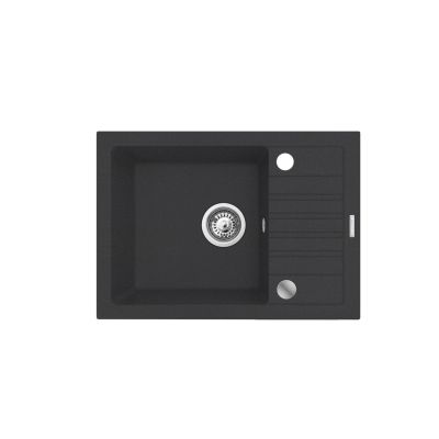 5. Black kitchen sink set with flexible tap - MAIDSINKS BALI sink (62x44) 1B1D black + Flessi Black Edition black tap