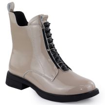Women's patent leather ankle boots in beige D&A S.Barski Premium Collection MR52-108