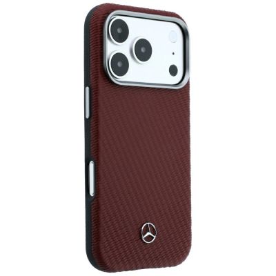 4. Mercedes Leather Semi Wrap Wood Effect MagSafe case for iPhone 17 Pro Max / 18 Pro Max - burgundy