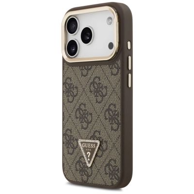 2. Guess 4G PU Triangle Logo & Stand Camera Magsafe Case for iPhone 17 Pro - Brown