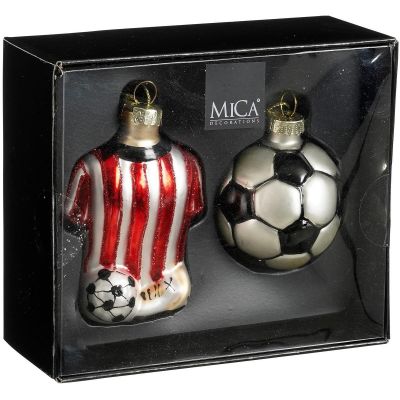2. MICA GLASS FOOTBALL CHRISTMAS BAUBLE
