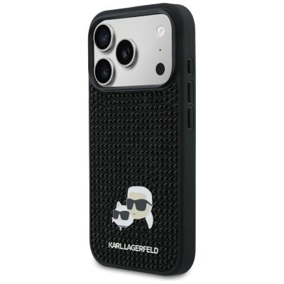 2. Karl Lagerfeld Rhinestones Karl&Choupette Pin Case for iPhone 17 Pro - Black