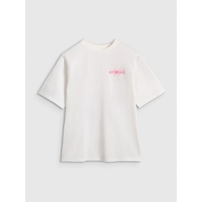 9. Oversized T-shirt with print for girls 4F 4FJRAW25TTSHF2935-11S