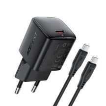 Acefast A118 30W GaN USB-C Wall Charger with USB-C - USB-C Cable 1.2m - Black