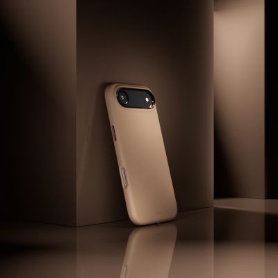 8. Puro Icon Mag Pro Liquid Silicone Case for iPhone 17 Air, MagSafe Compatible, with Camera Protection and Aluminum Buttons - Brown