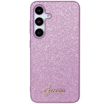 3. Guess Glitter Script case for Samsung Galaxy S24 - purple