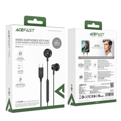 5. Acefast L2 in-ear headphones with USB-C connector, microphone and remote control 1.2 m - black