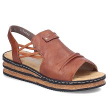 Comfortable women's wedge sandals, brown, Rieker 62962-22