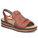 Comfortable women's wedge sandals, brown, Rieker 62962-22