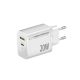 ESPERANZA 20W USB-C PD 20W / USB-A QC 3.0 18W MAINS CHARGER, WHITE EZC105W