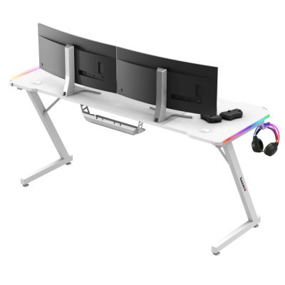 3. Huzaro Hero 4.8 White RGB Gaming Desk