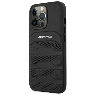 2. AMG AMHCP14LGSEBK iPhone 14 Pro 6.1 "black / black hardcase Leather Debossed Lines
