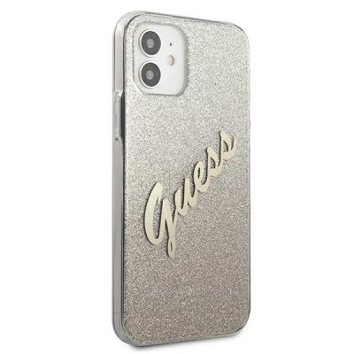 4. Guess GUHCP12SPCUGLSGO iPhone 12 mini 5.4" gold/gold hardcase Glitter Gradient Script