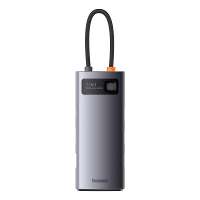 10. Baseus Metal Gleam Series HUB 7-in-1 USB Type C docking station - 1 x HDMI / 1 x VGA / 3 x USB 3.2 Gen. 1 / 1 x Power Delivery / 1 x RJ-45 Ethernet gray (WKWG040013)