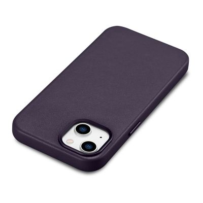 11. iCarer Case Leather Cover Case for iPhone 14 Plus Dark Purple (MagSafe Compatible)