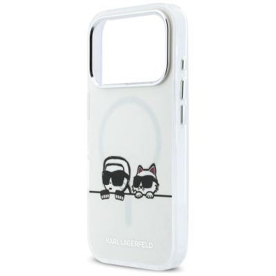 6. Karl Lagerfeld IML Karl & Choupette Peekaboo Logo MagSafe Case for iPhone 17 Pro Max - White