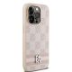 4. DKNY Leather Checkered Mono Pattern & Printed Stripes case for iPhone 14 Pro - pink