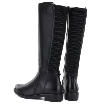5. Women's leather boots with elastic upper, black Cambell JE19489