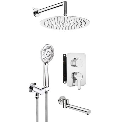 Concealed shower set with bathtub spout