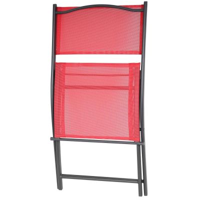 8. BALCONY FURNITURE SET ROUND TABLE AND 2 FOLDING CHAIRS RED