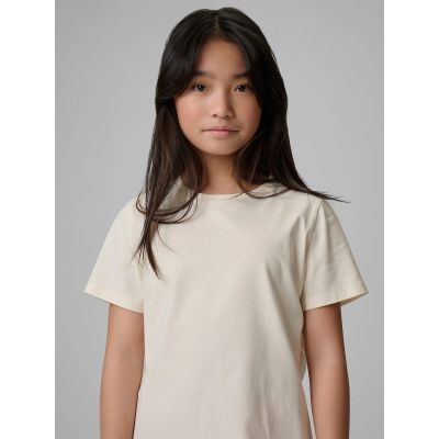 4. Regular plain girls' T-shirt 4F 4FJRSS26TTSHF3554-12S