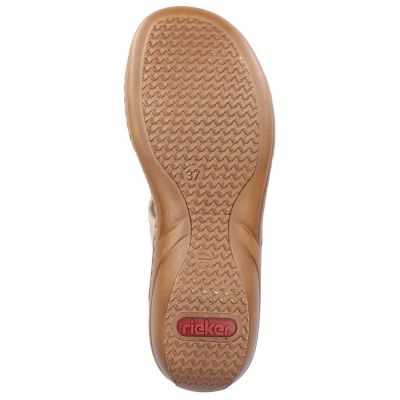 13. Comfortable Rieker W RKR681 beige flip-flops