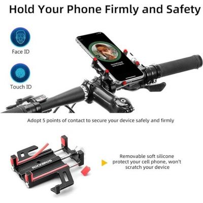2. Rockbros 699-BK Aluminium Alloy Bicycle Phone Holder – Black