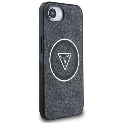 4. Guess IML Metal Glitter 4G Circle Triangle MagSafe Case for iPhone 16e - Black