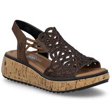 Rieker V1765-24 women's brown wedge sandals