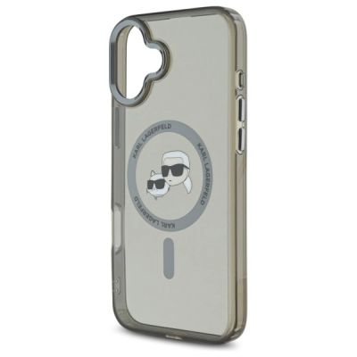 6. Karl Lagerfeld IML Metal Karl&Choupette Head MagSafe Case for iPhone 16 - Black