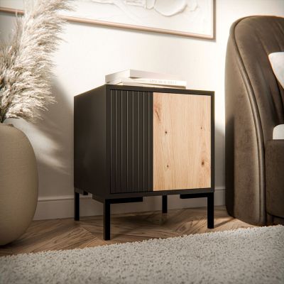 3. MERCI bedside table 2 pcs 44x40x52.5 black/artisan oak
