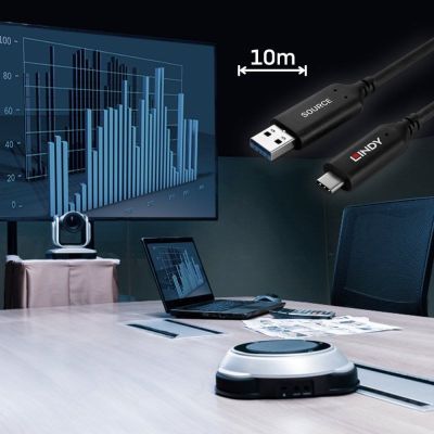 5. 10m Lindy USB 3.2 Gen 1 Type-A to Type-C Hybrid Cable